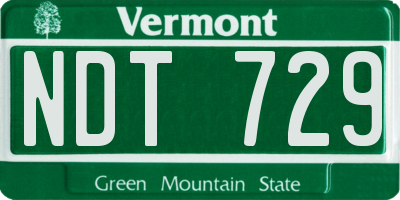 VT license plate NDT729