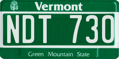 VT license plate NDT730