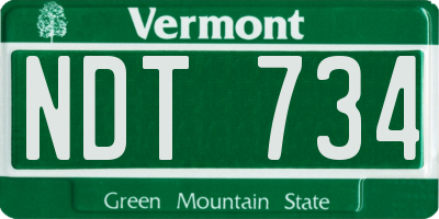 VT license plate NDT734