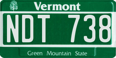 VT license plate NDT738