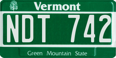 VT license plate NDT742