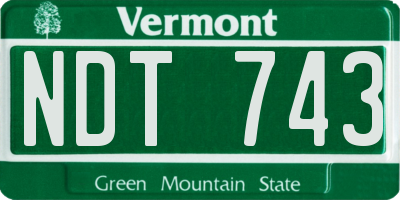 VT license plate NDT743