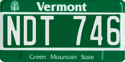 VT license plate NDT746