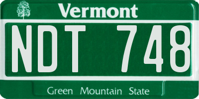 VT license plate NDT748