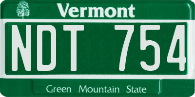 VT license plate NDT754