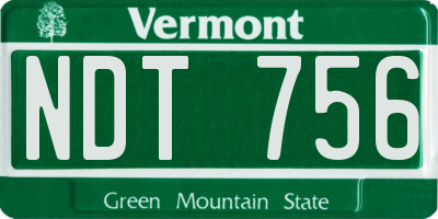 VT license plate NDT756