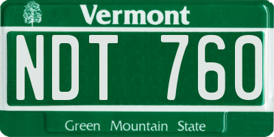 VT license plate NDT760