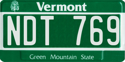 VT license plate NDT769