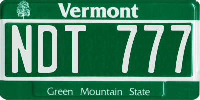 VT license plate NDT777