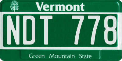 VT license plate NDT778
