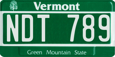 VT license plate NDT789
