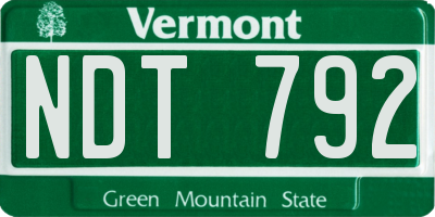 VT license plate NDT792