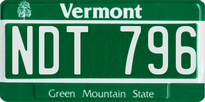 VT license plate NDT796