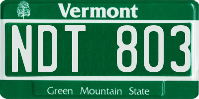 VT license plate NDT803