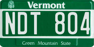 VT license plate NDT804
