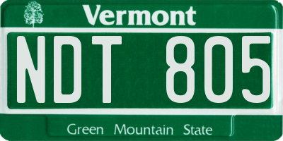 VT license plate NDT805