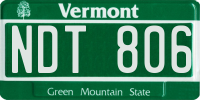 VT license plate NDT806