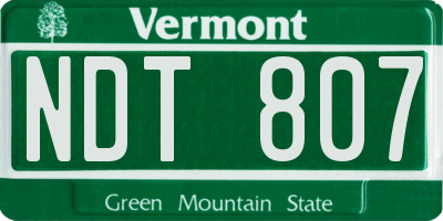 VT license plate NDT807
