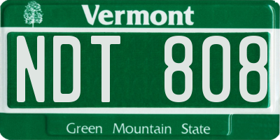 VT license plate NDT808