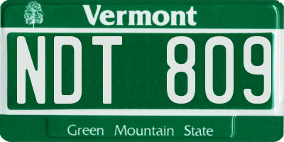 VT license plate NDT809