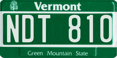 VT license plate NDT810