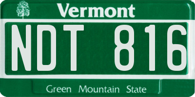 VT license plate NDT816