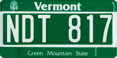 VT license plate NDT817