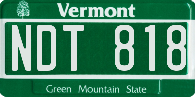VT license plate NDT818