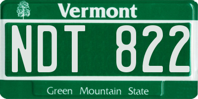 VT license plate NDT822
