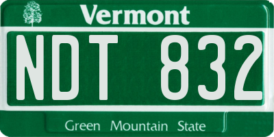 VT license plate NDT832