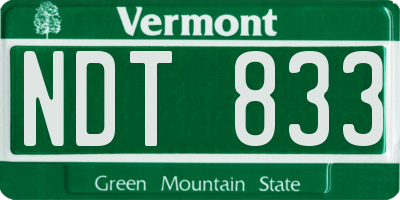 VT license plate NDT833