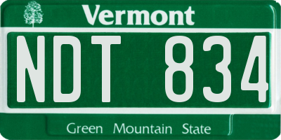 VT license plate NDT834