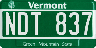 VT license plate NDT837