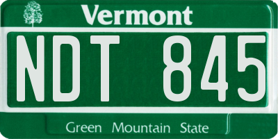 VT license plate NDT845