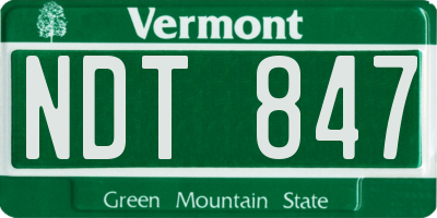 VT license plate NDT847