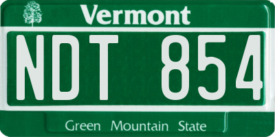 VT license plate NDT854