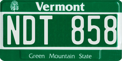 VT license plate NDT858