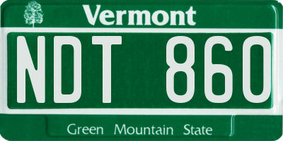 VT license plate NDT860