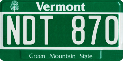 VT license plate NDT870