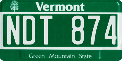 VT license plate NDT874
