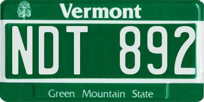 VT license plate NDT892
