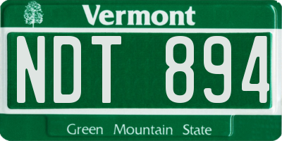 VT license plate NDT894