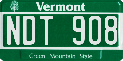 VT license plate NDT908