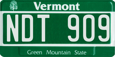 VT license plate NDT909