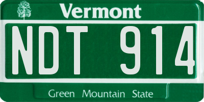 VT license plate NDT914