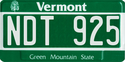 VT license plate NDT925