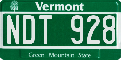 VT license plate NDT928