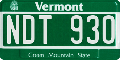 VT license plate NDT930