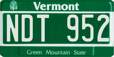 VT license plate NDT952
