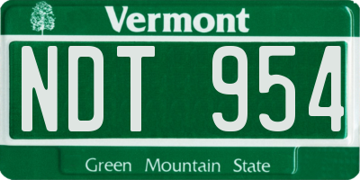 VT license plate NDT954